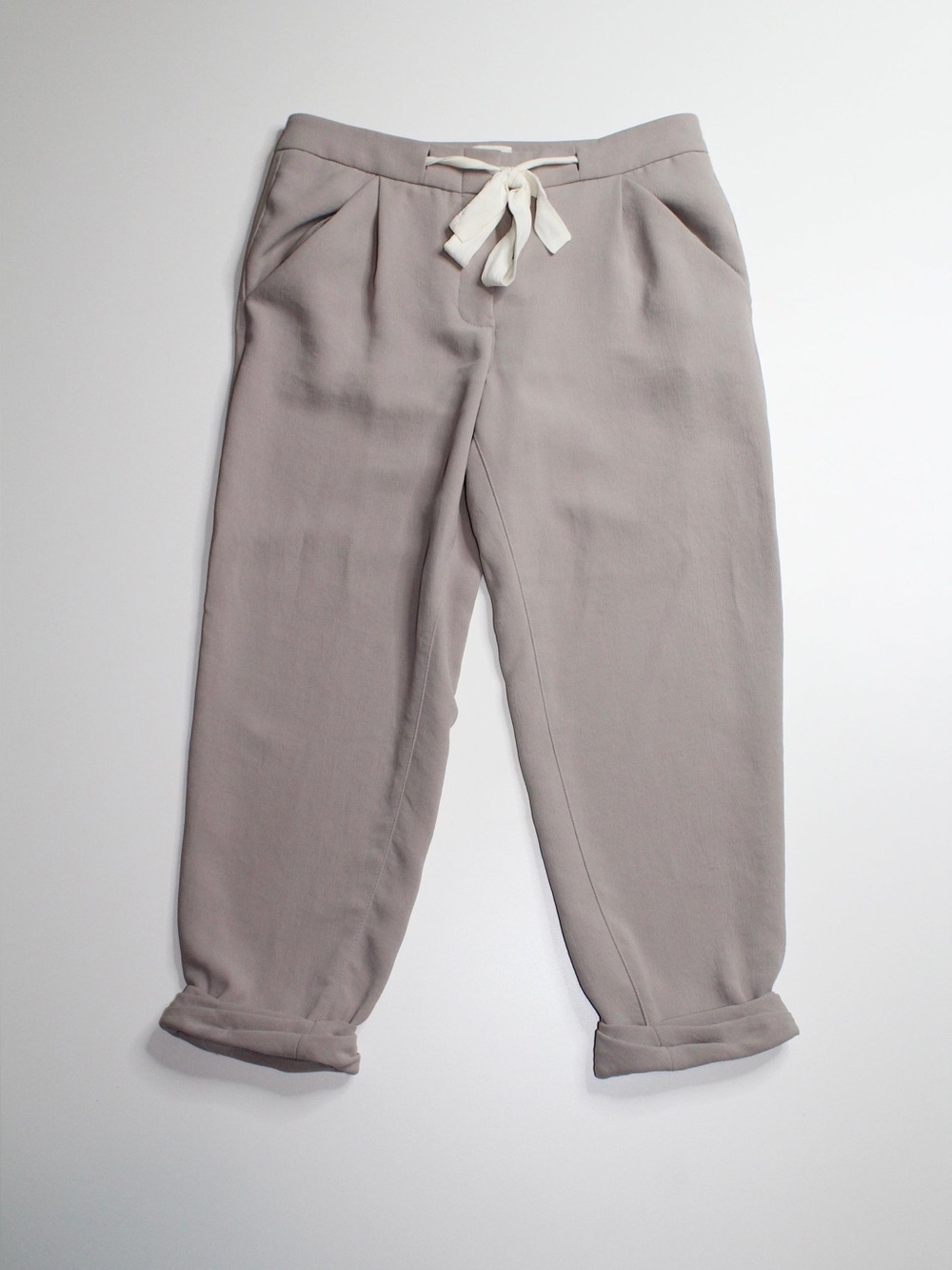 ARITZIA Wilfred Original Allant Crepette™ Tie Front Pant | MUSHROOM BEIGE SIZE 8